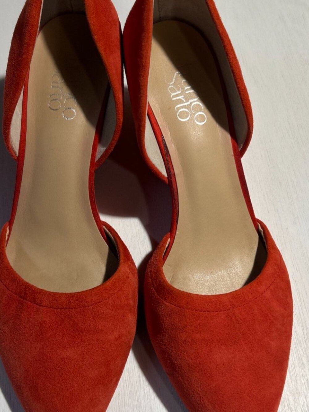 Franco Sarto Women's Felice Red Suede Pointed Toe Wedge - Picture 2 of 8